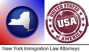 New York, New York - a vintage USA immigration stamp