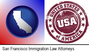 San Francisco, California - a vintage USA immigration stamp