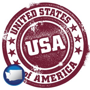 a vintage USA immigration stamp - with Washington icon